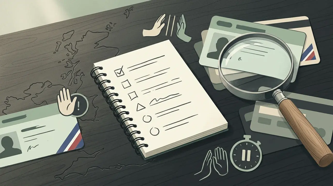 Editorial checklist graphic for a cautious Seven Casino UK review
